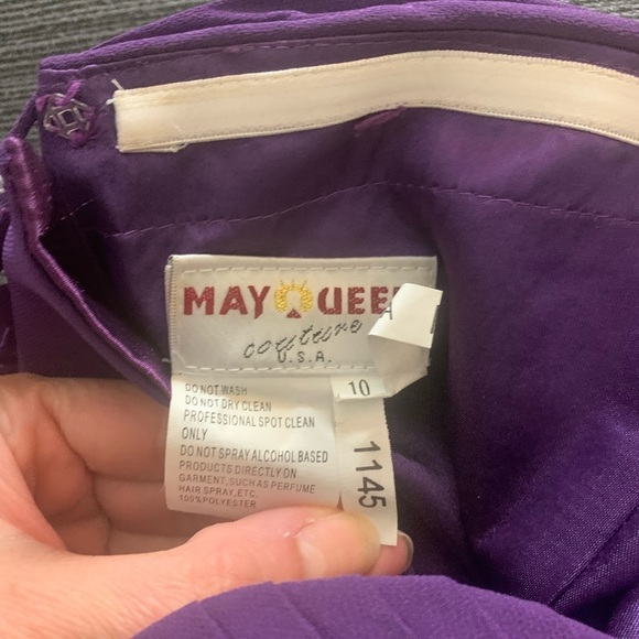 New May Queen Strapless Maxi Dress Gown Corset Top Evening Prom Purple Plum 10 - Picture 13 of 16